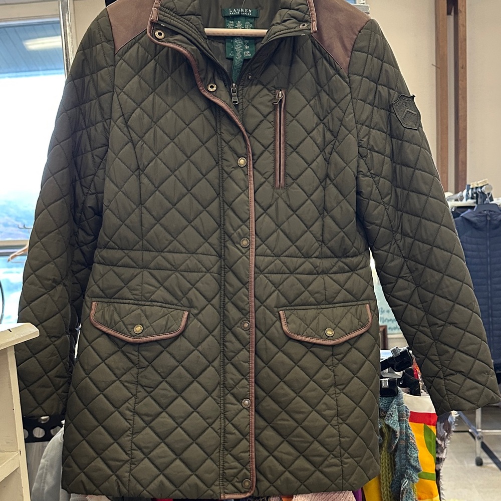 Lauren Ralph Lauren Quilted Utility Jacket in Green and Brown